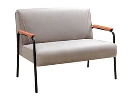 Sofá Namoradeira 2 Lugares Jade Com Apoio De Braço Madeira/metal - Veludo Capuccino