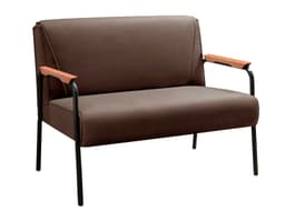 Sofá Namoradeira 2 Lugares Jade Com Apoio De Braço Madeira/metal - Veludo Marrom