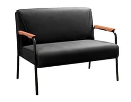Sofá Namoradeira 2 Lugares Jade Com Apoio De Braço Madeira/metal - Veludo Preto