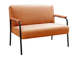 Sofá Namoradeira 2 Lugares Jade Com Apoio De Braço Madeira/metal - Veludo Terracota