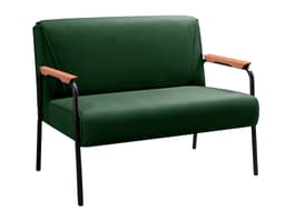 Sofá Namoradeira 2 Lugares Jade Com Apoio De Braço Madeira/metal - Veludo Verde