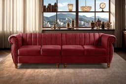 Sofá Realeza 4 Lugares Cor:Suede Bordô 110