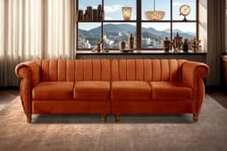 Sofá Realeza 4 Lugares Cor:Veludo Terracota 400
