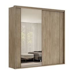 Guarda-Roupa Casal com Espelho Imperium 2 Portas 6 Gavetas Carvalho 242 cm