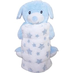 Bichinho com Pelúcia 18cm com Manta 75x75cm Cachorrinho Azul