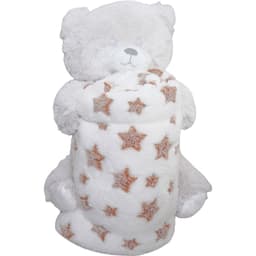 Bichinho com Pelúcia 18cm com Manta 75x75cm Ursinho Marrom