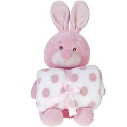 Bichinho de Pelúcia Carinhoso com Manta Bebê 100x75cm Coelho Rosa