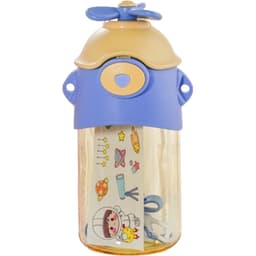 Copo Infantil Hélice Garrafa com Tampa e Canudo 700ml Azul
