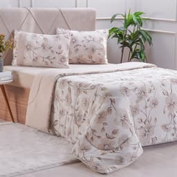 Edredom Queen Bella Cama Malha 125g/m² 100% Algodão 220x240cm Bege