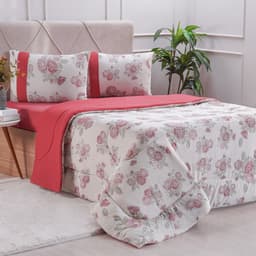 Edredom Queen Bella Cama Malha 125g/m² 100% Algodão 220x240cm Vermelho