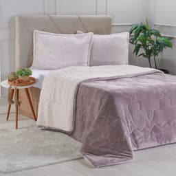 Edredom Sherpa Casal Dupla Face 180x220cm Old Mauve
