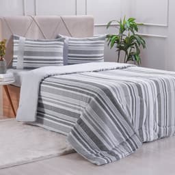 Edredom Solteiro Bella Cama Malha 125g/m² 100% Algodão 160x220cm Cinza