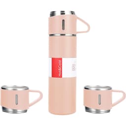 Garrafa Térmica com Xícara 500ml 12 Horas Quente ou Frio Rosê