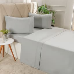 Jogo de Cama King Serenitá 4 Pçs Bordado Festonê 193x203x40cm Lunare
