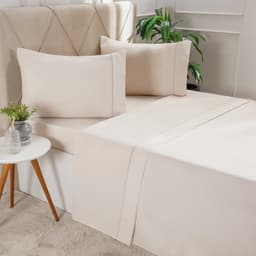 Jogo de Cama King Serenitá 4 Pçs Bordado Festonê 193x203x40cm Sand