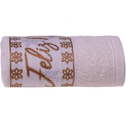 Kit 3 Toalha de Rosto Feliz Natal Bordada Jacquard 45x68cm Pérola/Vermelho