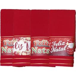 Kit 4 Toalha Lavabo Natalina Jacquard 30x45cm Vermelho