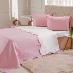 Kit Cobre Leito Casal Ultra Lisse Lisa New 210x230cm Silver Pink