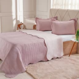 Kit Cobre Leito Queen Ultra Lisse Lisa New 230x250cm Mauve