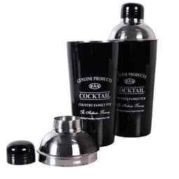 Kit Coqueteleira e Bandeja Redonda Classic Black 25x7 Aço Galvanizado Bene Casa