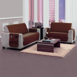 Kit Protetor de Sofá 2 e 3 Lugares Matelado com Bolso Organizador Tabaco
