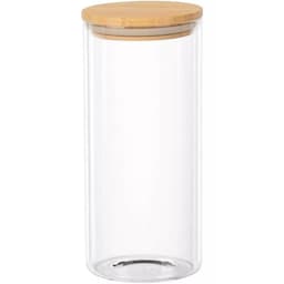 Pote de Vidro Tubular com Tampa de Bambu 1,7L 27,5x10cm Transparente