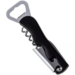 Saca Rolhas 2 em 1 Inox Facil de Utilizar e Manusear Preto