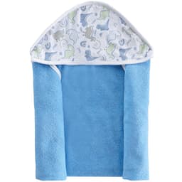 Toalha Capuz Bebê 70x70cm Malha Atoalhada Dino Azul