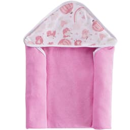 Toalha Capuz Bebê 70x70cm Malha Atoalhada Pássaro Rosa
