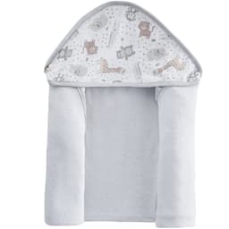 Toalha Capuz Bebê 70x70cm Malha Atoalhada Zoo Cinza