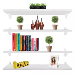 Kit 4 Prateleiras Estante de Parede Decorativa MDF Branco 60x15