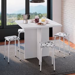 Conjunto de Mesa de Cozinha com 4 Lugares Verona I Branco e Preto