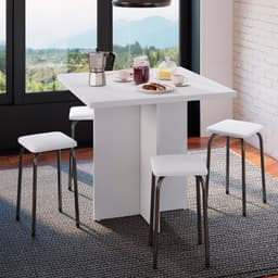 Conjunto de Mesa de Cozinha com 4 Lugares Verona II Branco e Preto