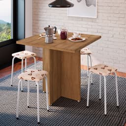 Conjunto de Mesa de Cozinha com 4 Lugares Verona Madeira e Bege