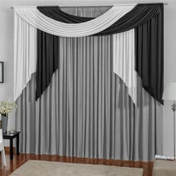 Cortina  P/ Varão Duplo 3,00m x 2,80m  Alana Cinza - Bordados Ricardo