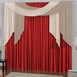 Cortina P/ Varão Duplo 3,00m x 2,80m  Alana Vermelho - Bordados Ricardo