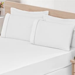 Fronhas Ponto Palito Percal C/ Zíper 02 Peças Branco - Bordados Ricardo