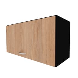 Armário Aéreo KitCubos 1 Porta Preto e Carvalho Mel