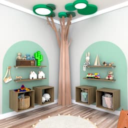 Conjunto com 4 Nichos e 4 Prateleiras Harte Carvalho Mel