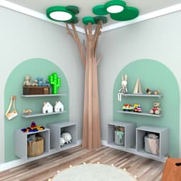 Conjunto com 4 Nichos e 4 Prateleiras Harte Cinza Cristal