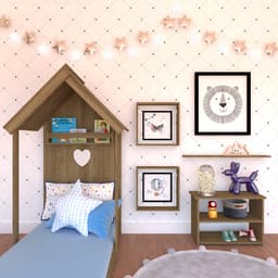 Conjunto de Cama Infantil com Estante, Prateleira e Nichos Enjoy Carvalho