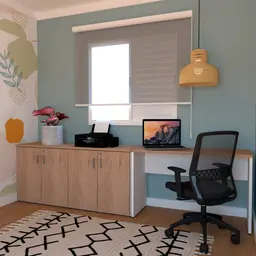 Conjunto de Escrivaninha com Armário de Escritório Tonal 4 PT Branco e Carvalho Mel