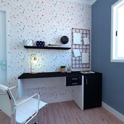 Conjunto de Mesa com Gaveteiro, Prateleira e Armário de Escritório Corp Branco e Preto