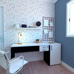 Conjunto de Mesa com Gaveteiro, Prateleira e Armário de Escritório Corp Preto e Branco