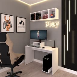 Escrivaninha com Nicho e 2 Suportes Buzy Branca