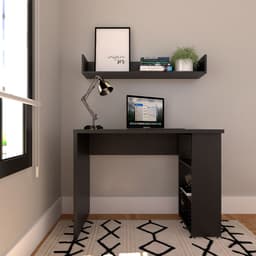 Escrivaninha com Prateleira KitCubos Preta 100 cm