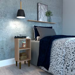 Mesa de Cabeceira com Prateleira Jorah Carvalho Mel