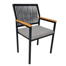 Cadeira Sea com Assento Poliéster Cinza e Preta