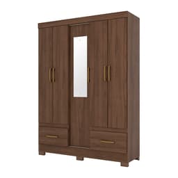 Guarda-Roupa Casal com Espelho Chale 5 Portas 2 Gavetas Castanho