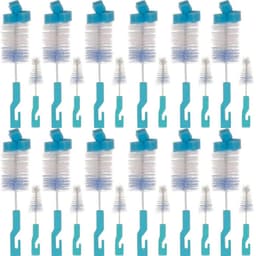 12 Kits Escovas para Limpeza de Mamadeira e Bico Esponja Higienização Buba Azul